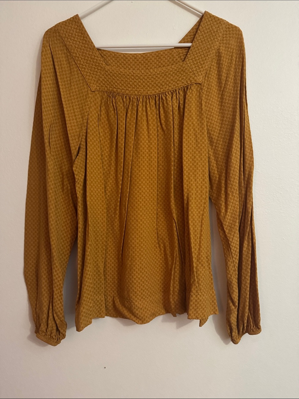 Universal Thread Mustard Long Sleeve Square-Neck Blouse
